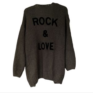 Rock And Love Open Cardigan Sweater Oversized Green And Black Women's Size Small